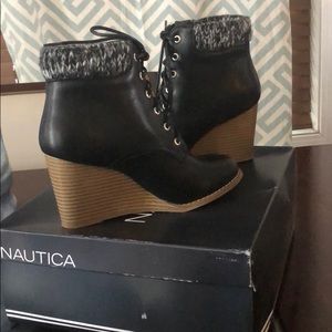 Nautica Ankle Bootie with Sweater Collar, NWT, NIB